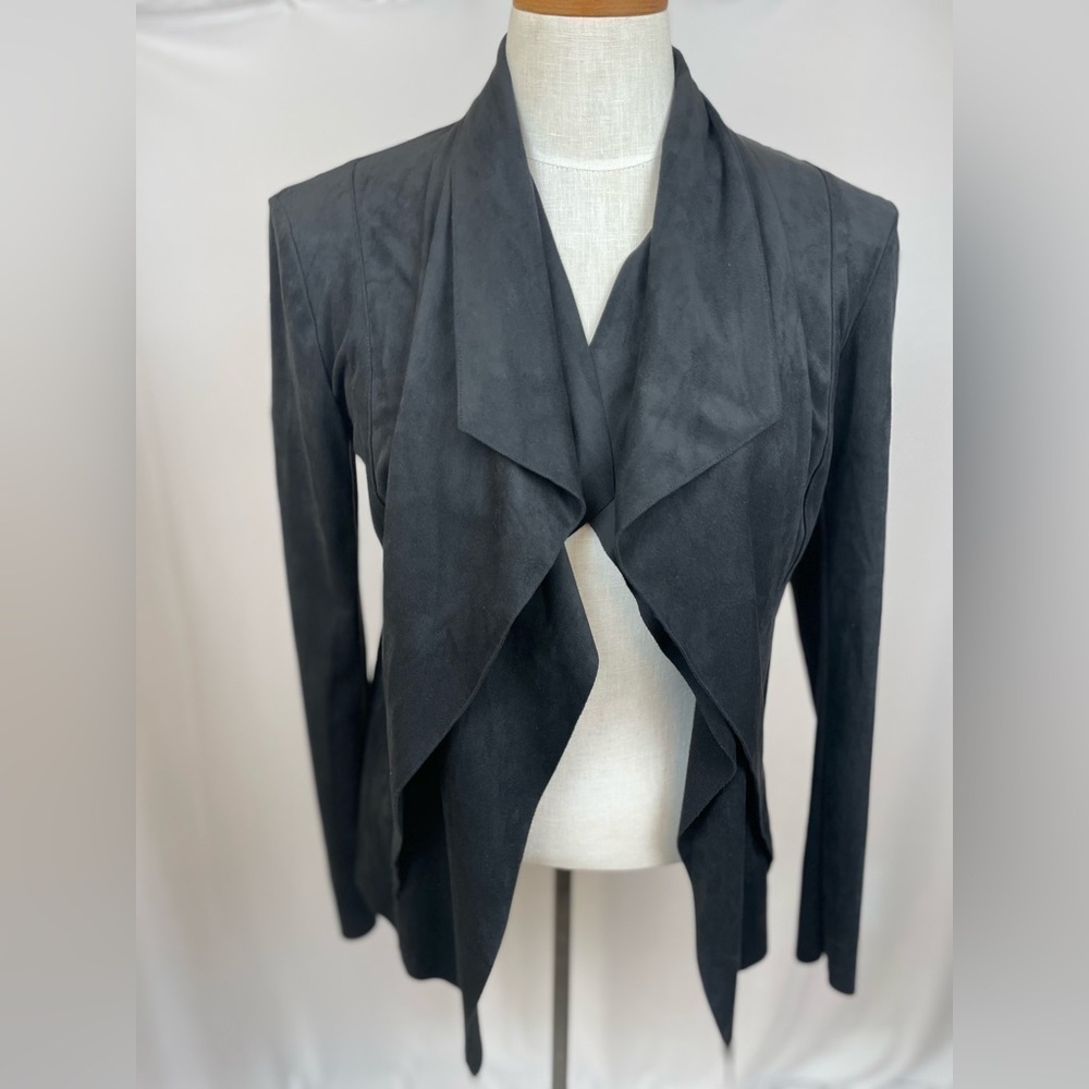 Catherine Malandrino black drape front Faux Suede Jacket size XS